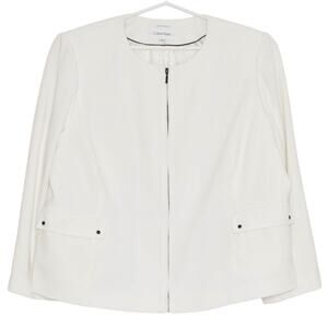 Calvin Klein Jacket Minimalist Quiet Luxury Classic Capsule Scandi Zip White 24W